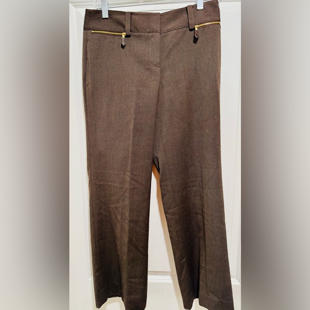 Ann Taylor Lindsay Women’s Chocolate Brown Dress Pants with Zipper Detail